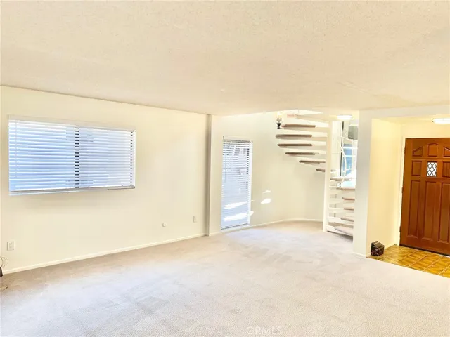 an empty room with a door