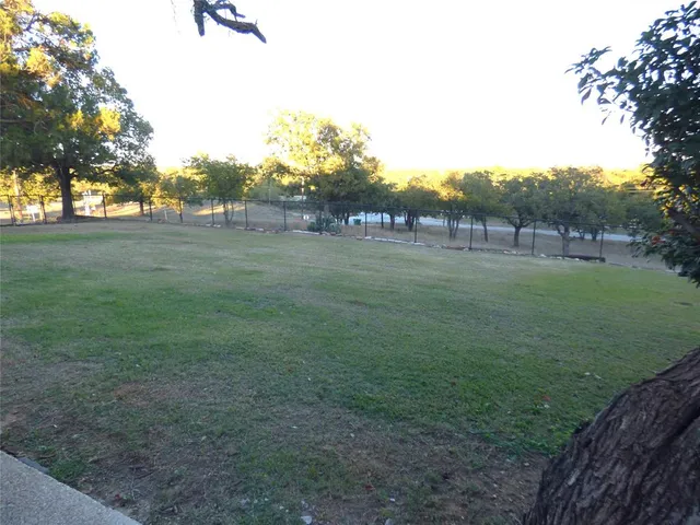 a view of a big yard with plants and trees