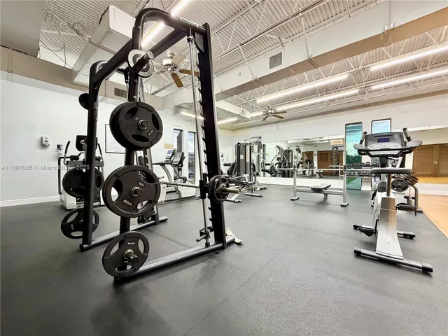 a room with gym equipment