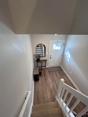 a view of wooden floor and workspace