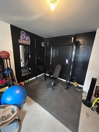 a room with gym equipment