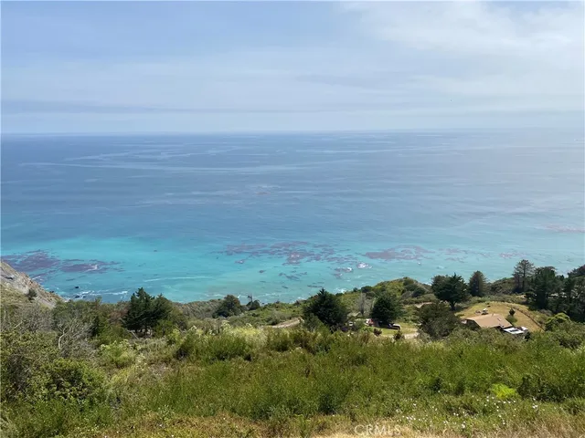 a view of a field with an ocean
