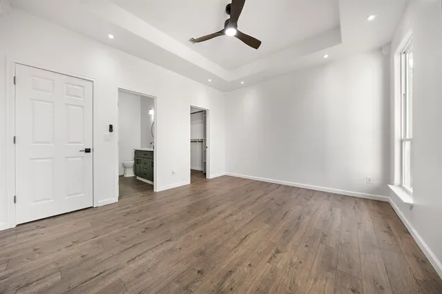 a view of an empty walk in closet