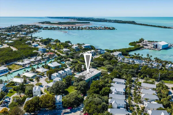 an aerial view of a houses with a lake view