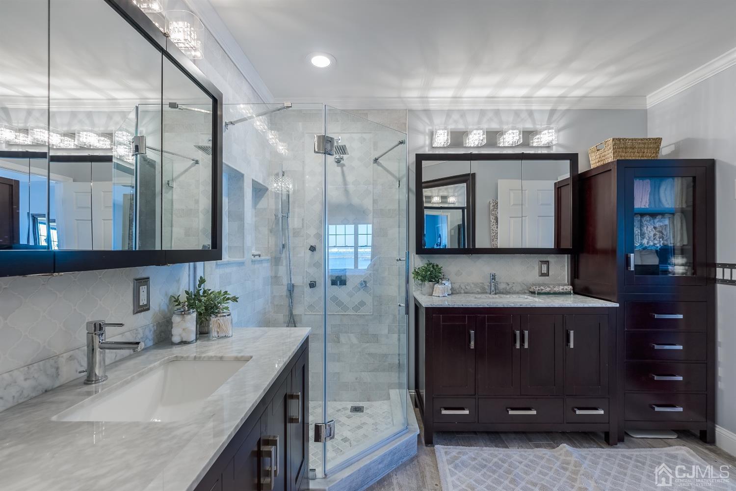 48 Raritan Reach Road South Amboy, NJ 08879 - Photo 14 of 23 a bathroom with a granite countertop double vanity sink and mirror