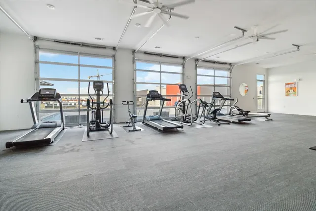 a view of a room with gym equipment