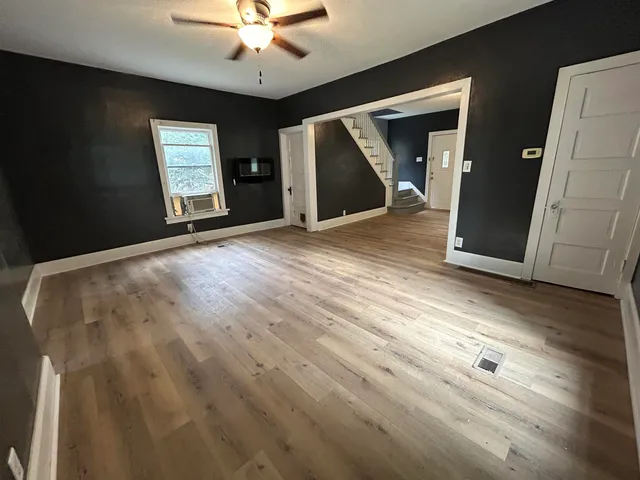 a view of a livingroom with a fireplace