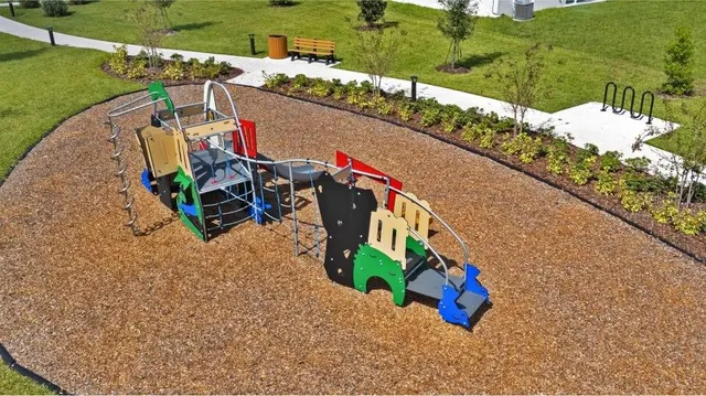 an aerial view of a house
