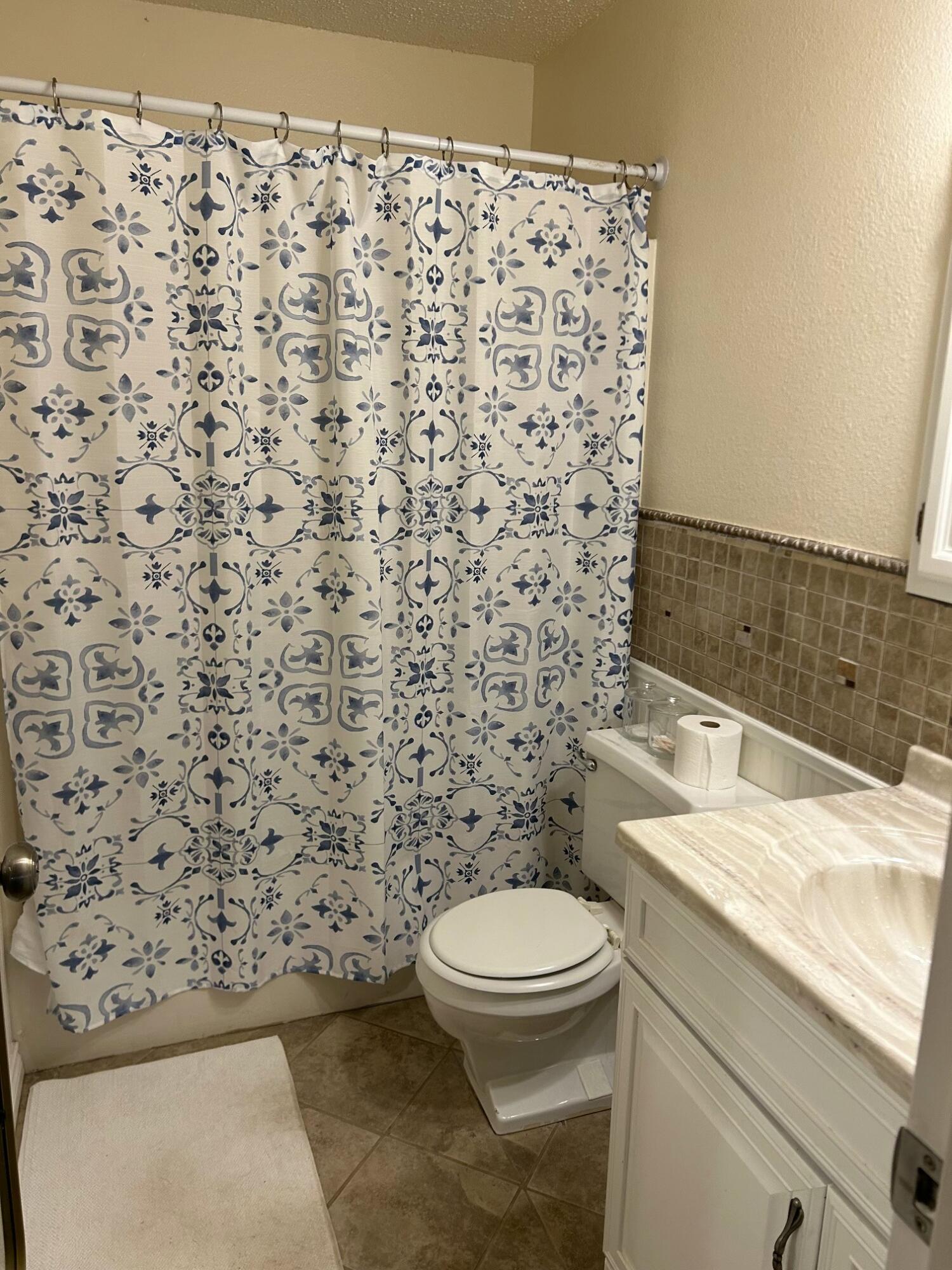 3006 County Road 3500 Lubbock, TX 79403 - Photo 13 of 23 a bathroom with a toilet and a shower curtain