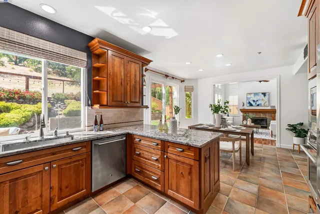 a kitchen with lots of counter top space