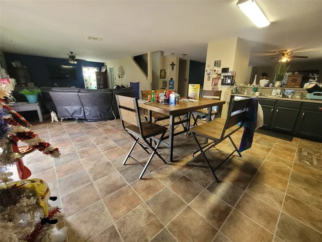 a view of a dining room and livingroom