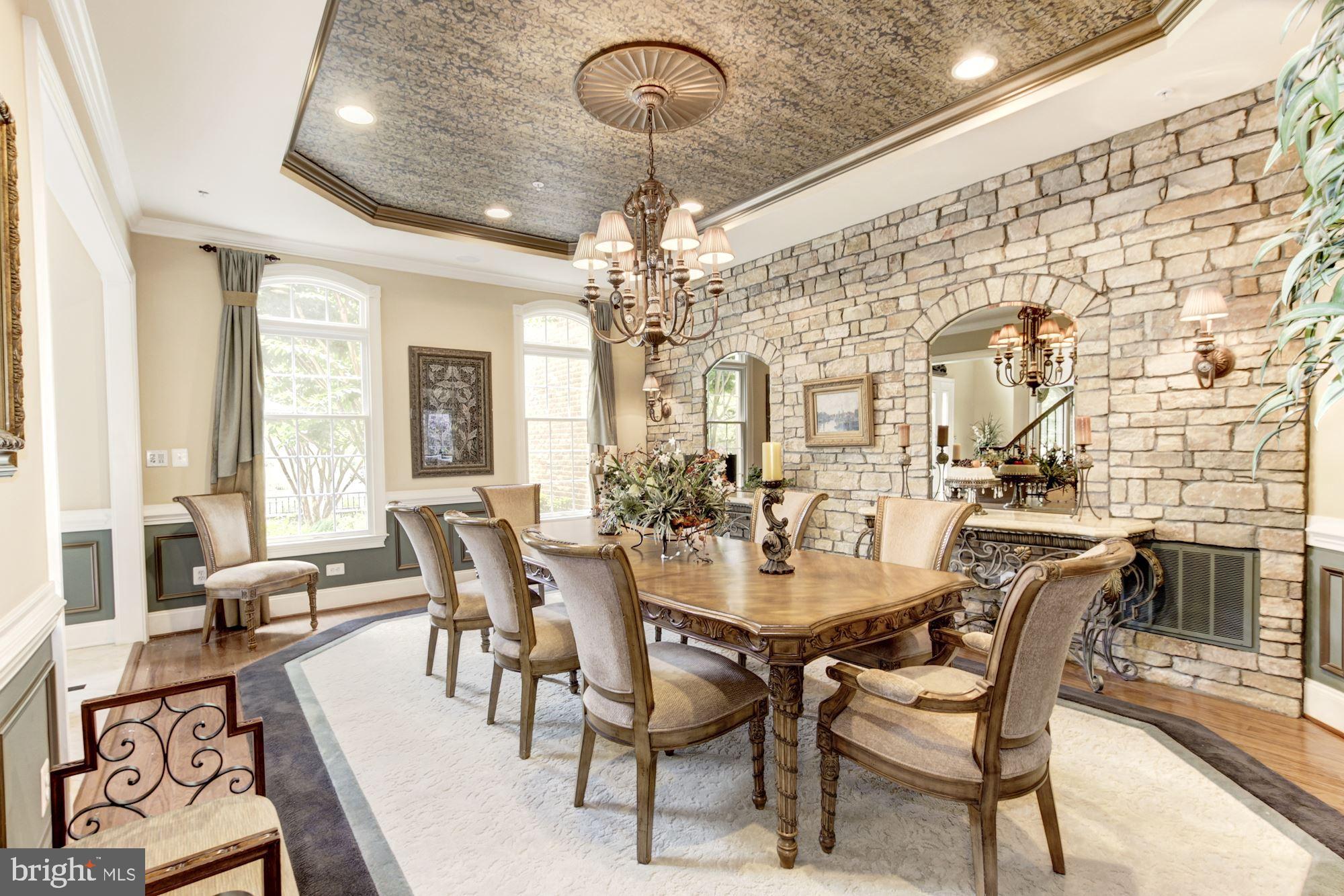 10600 Rivers Bend Lane Potomac, MD 20854 - Photo 13 of 42 Dining Room with Custom Stone Wall, Ceiling