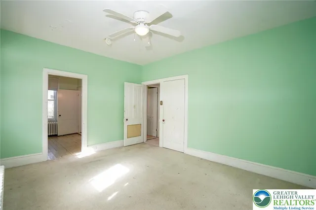 a view of a yard with plants and trees