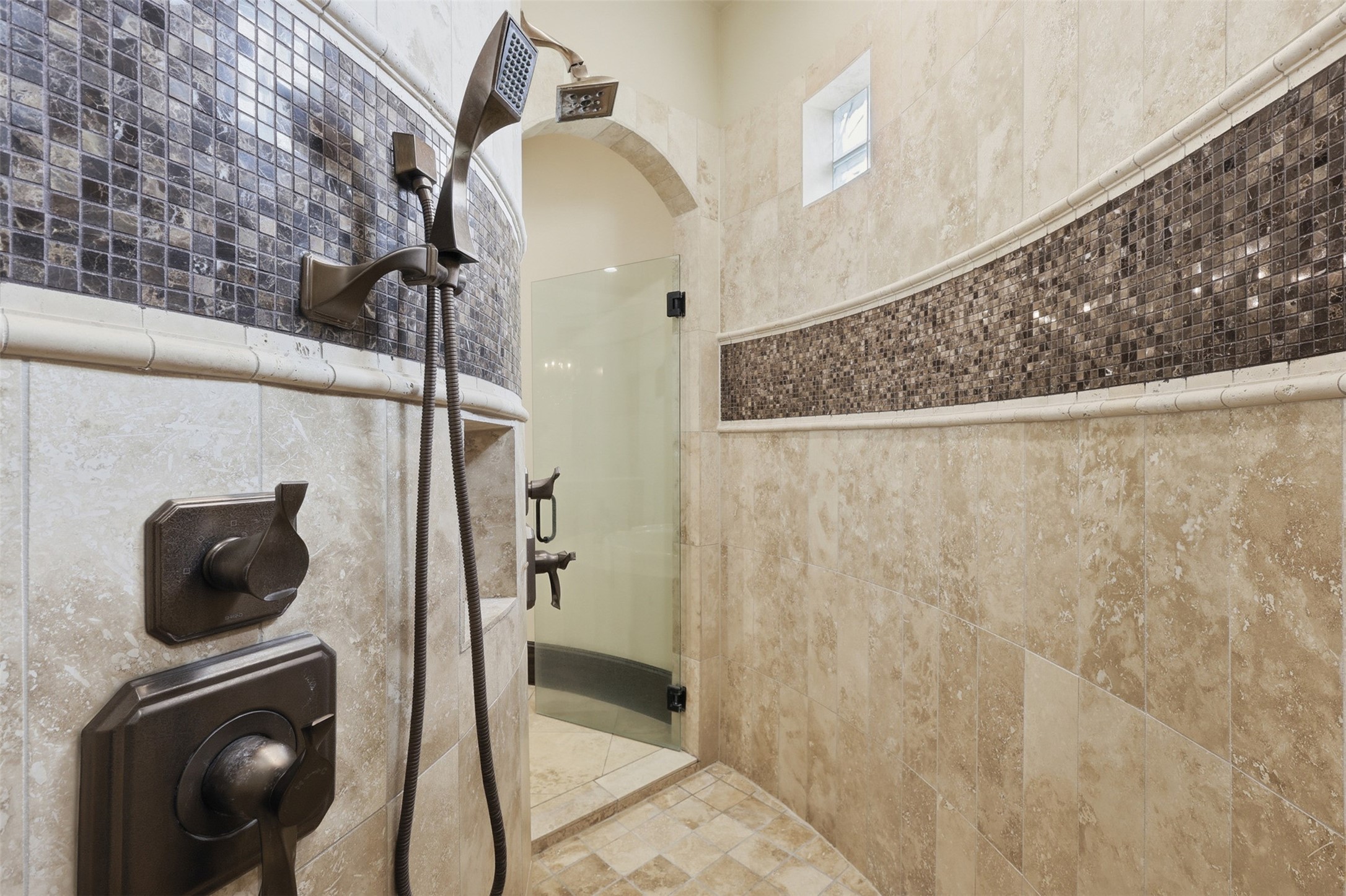14 Post Shadow Estate Drive Spring, TX 77389 - Photo 40 of 49 Walk through shower with multiple shower heads in primary suite.