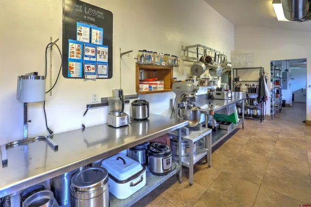 a view of patio with a slide