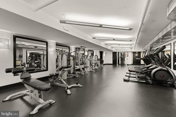 a view of a room with gym equipment