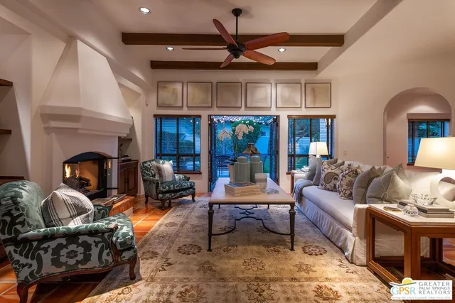 a view of a table and chairs in patio