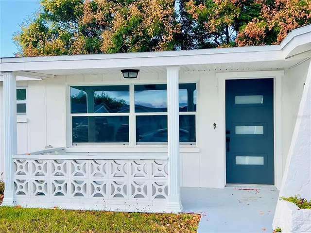 a view of wooden door
