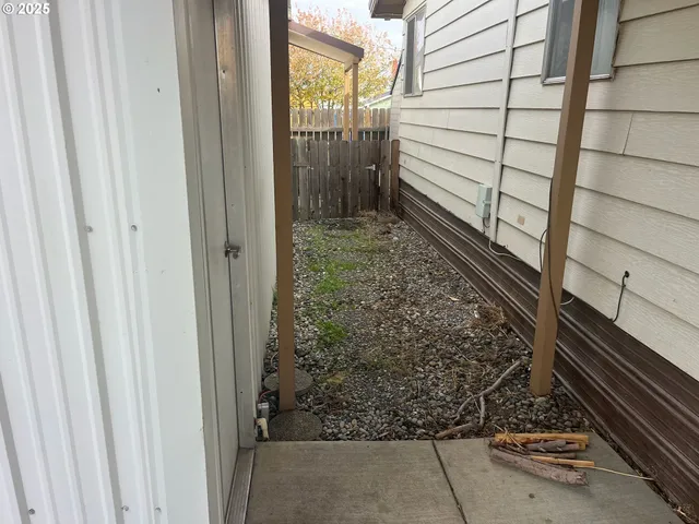a view of a wooden door