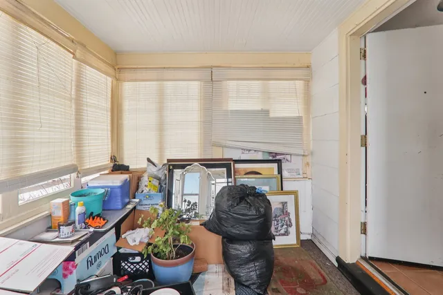 a room with toys and a potted plant