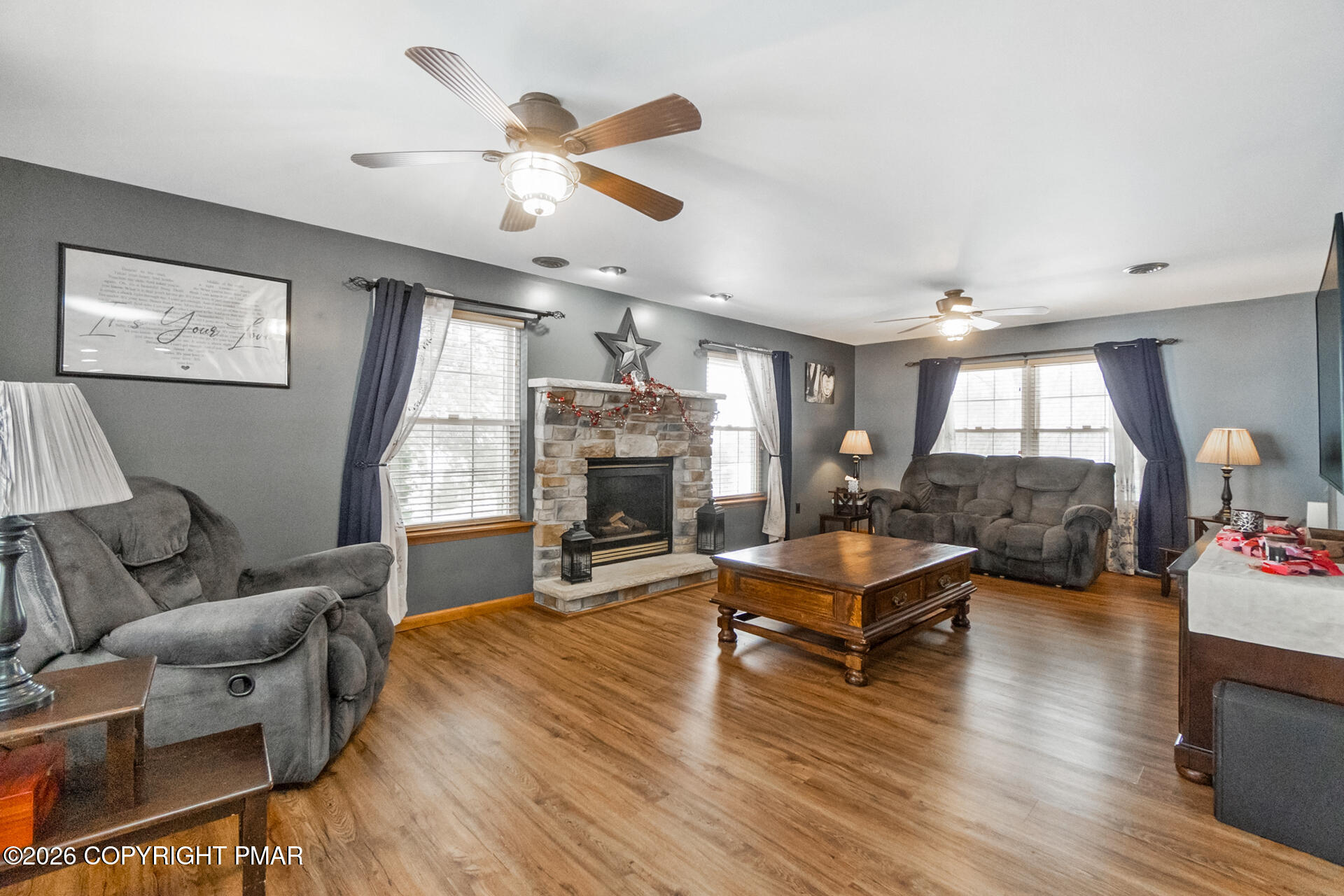 95 Benns Hill Road Bangor, PA 18013 - Photo 27 of 70 a living room with furniture and a fireplace