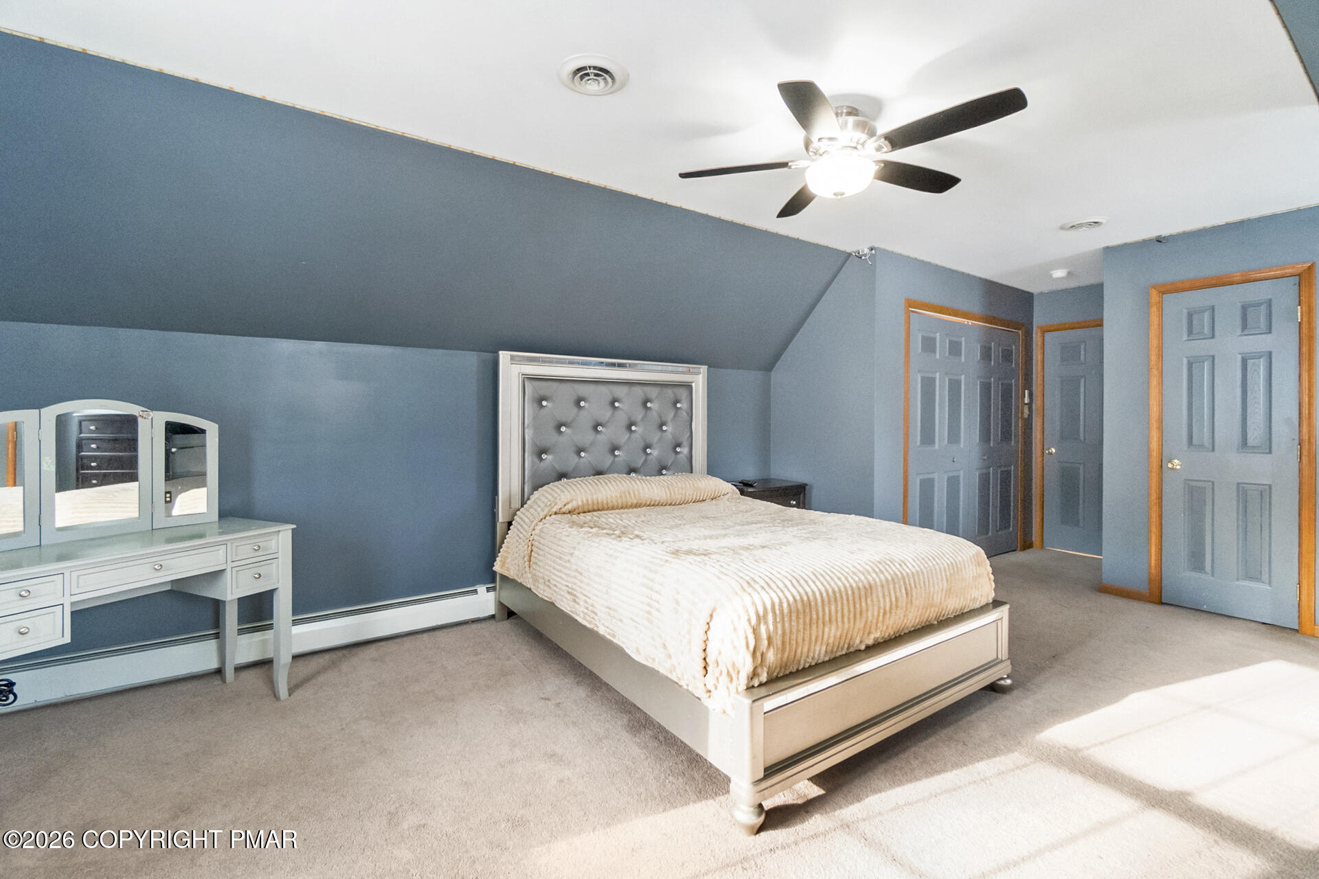 95 Benns Hill Road Bangor, PA 18013 - Photo 59 of 70 a bedroom with a bed and a ceiling fan