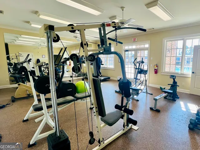 a view of a room with gym equipment