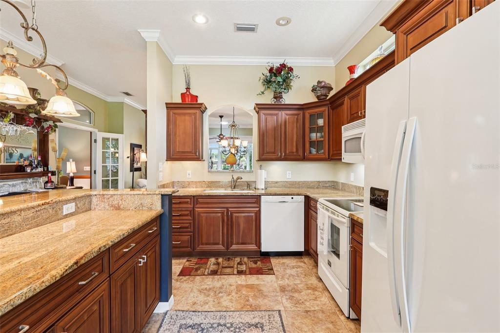 2512 Baywater Road Tavares, FL 32778 - Photo 17 of 75 a kitchen with stainless steel appliances granite countertop a sink stove and refrigerator