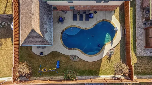 an aerial view of a house
