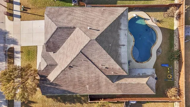 an aerial view of a house