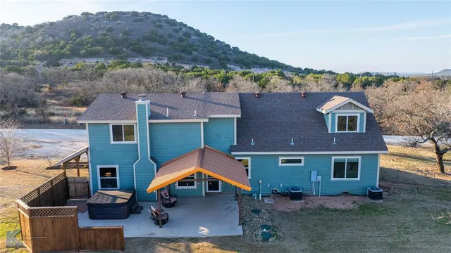 an aerial view of a house