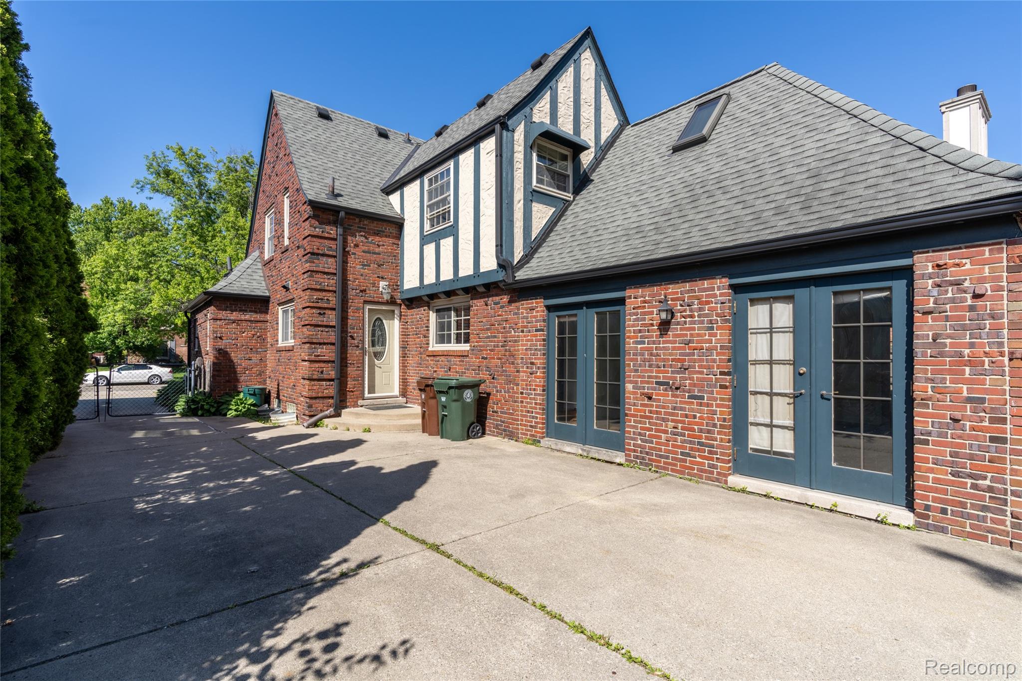 Brick exterior with Tudor-style accenting