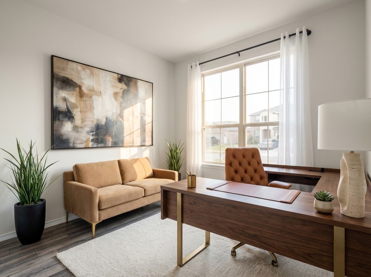 145 Fiery Skipper Lane Georgetown, TX 78626 - Photo 12 of 29 Office area or #5 guest bedroom AI Staged