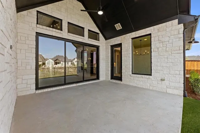 a view of an entrance of the building