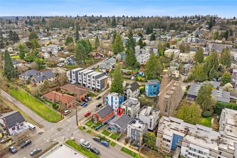 an aerial view of multiple house