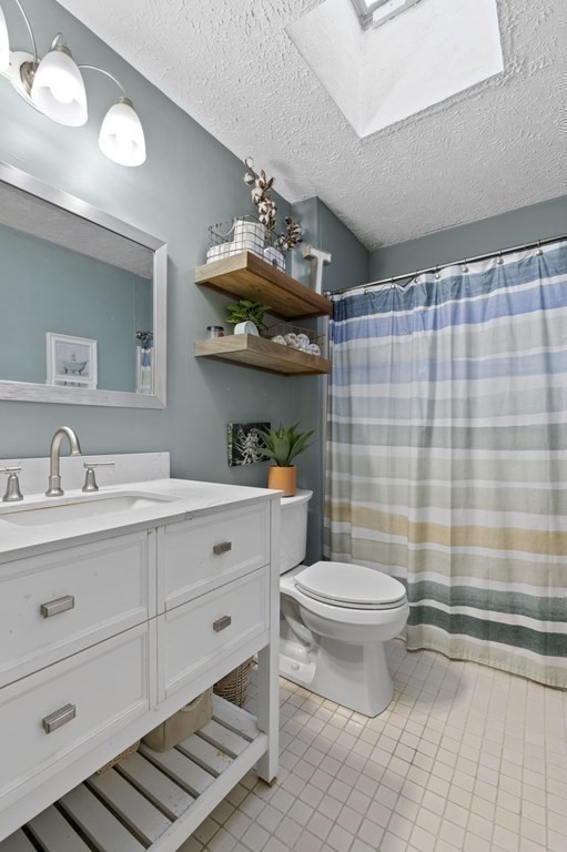 9 Sudbury Street, Unit 9 Maynard, MA 01754 - Photo 13 of 35 a bathroom with a sink a toilet a mirror and shower curtain