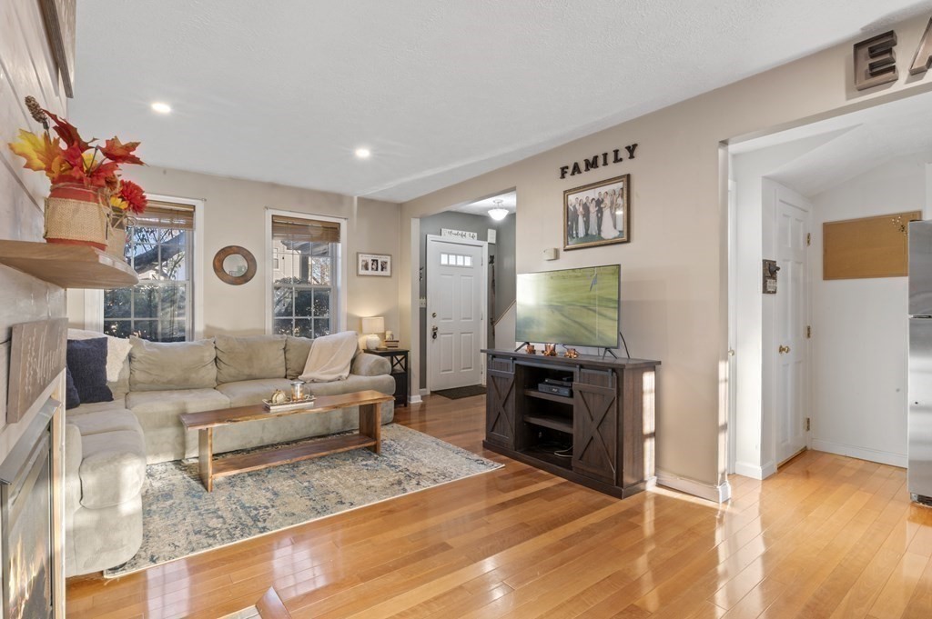 9 Sudbury Street, Unit 9 Maynard, MA 01754 - Photo 6 of 35 a living room with furniture a fireplace and a flat screen tv