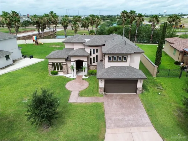 an aerial view of a house