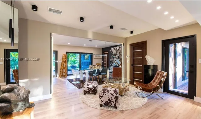 a living room with furniture