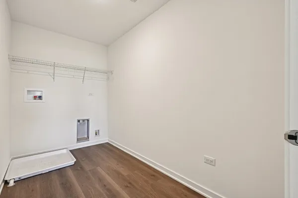 a view of small space with racks on the wall