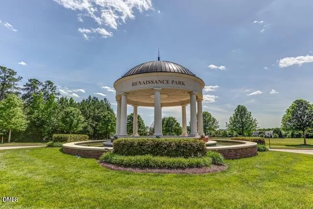 a park view with a bench