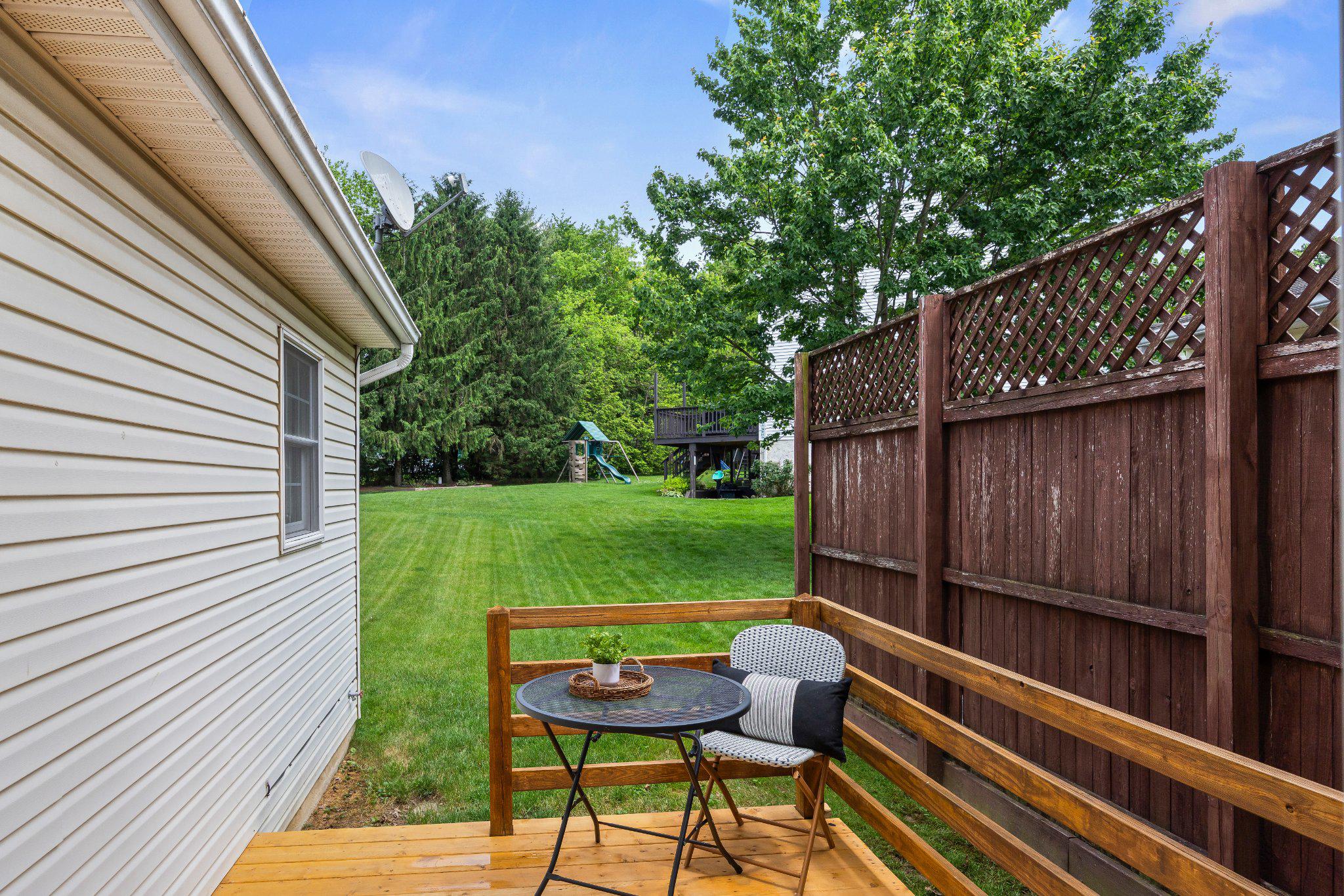 443 Crosswinds Drive Lititz, PA 17543 - Photo 22 of 26 a view of backyard with wooden deck and a garden