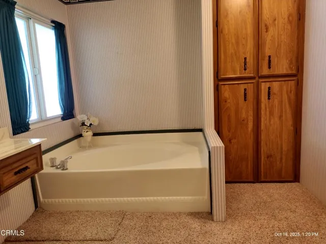 a bathroom with a bathtub