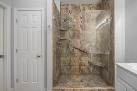 a bathroom with a shower