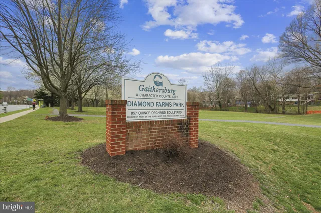 a view of a park with iron fence