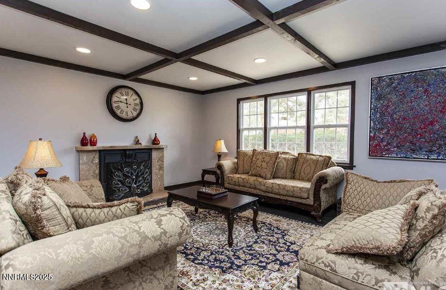 7050 Pembroke Drive Reno, NV 89502 - Photo 6 of 32 a living room with furniture a clock on wall and a large window