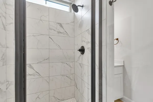 a bathroom with a shower