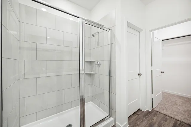 a bathroom with a shower