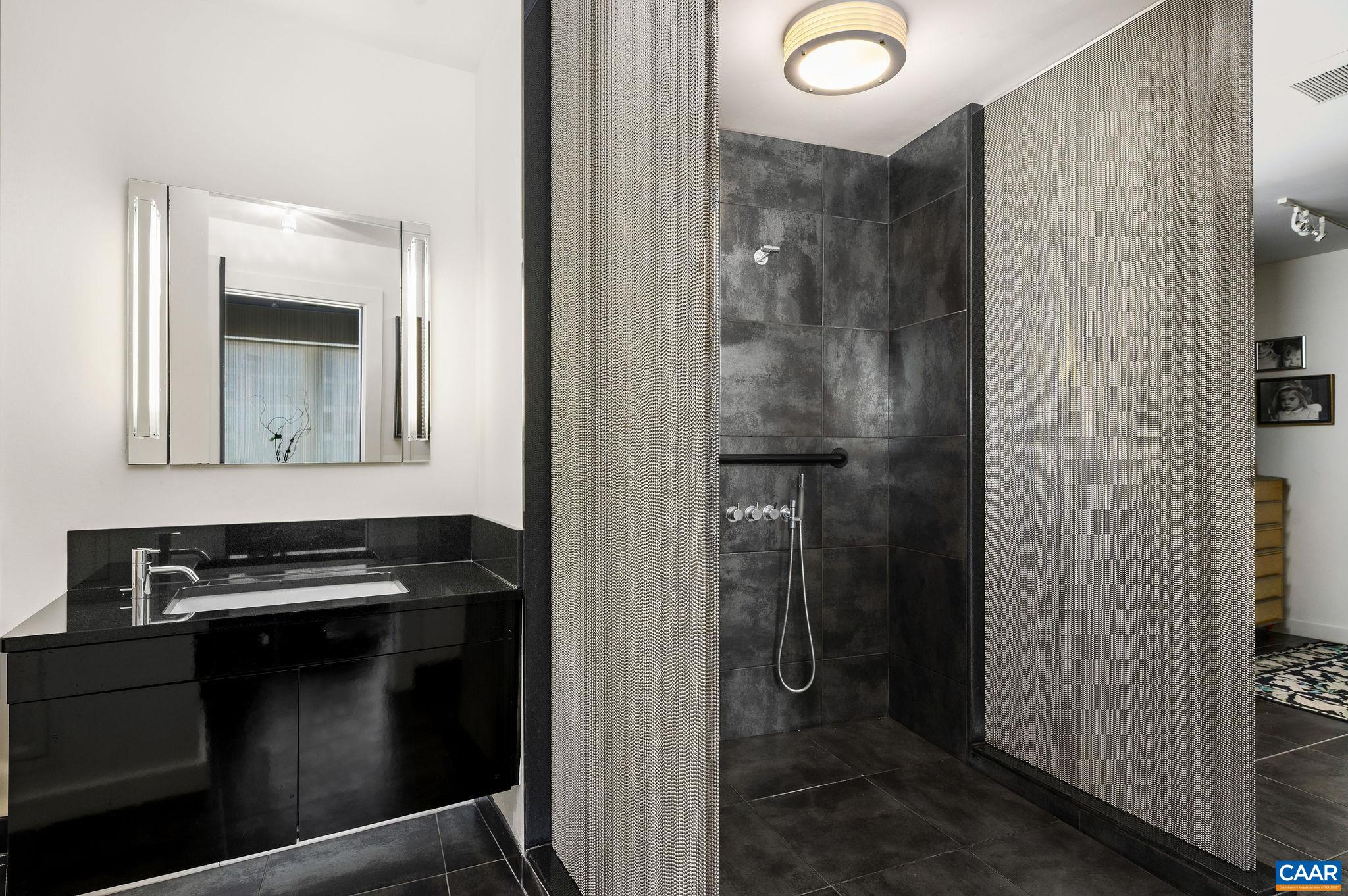 200 Garrett Street, Unit 515 Charlottesville, VA 22902 - Photo 15 of 31 a bathroom with a mirror and a shower