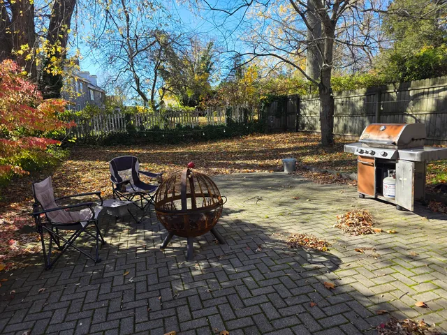 a view of a lake with a patio